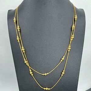 Vintage Avon Gold Beaded Layered Necklace - Women's Jewelry